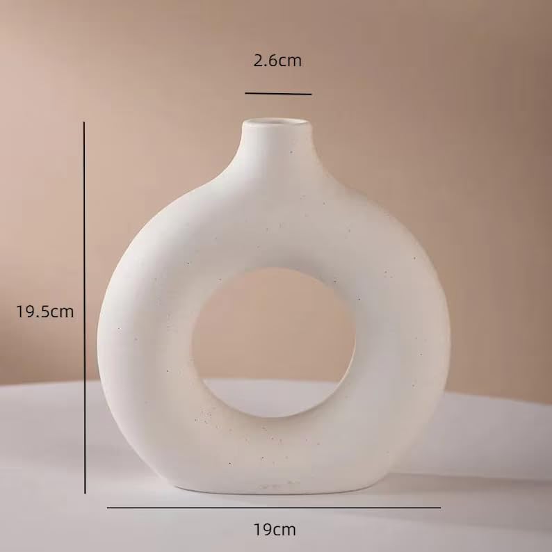 KAPER White Matte Ceramic Vase 6x8 Inches Ideal Centrepiece for Dining Tables Flower Vase Home Decor Gift and Pamper Grass Decorations Set of 3 Vase