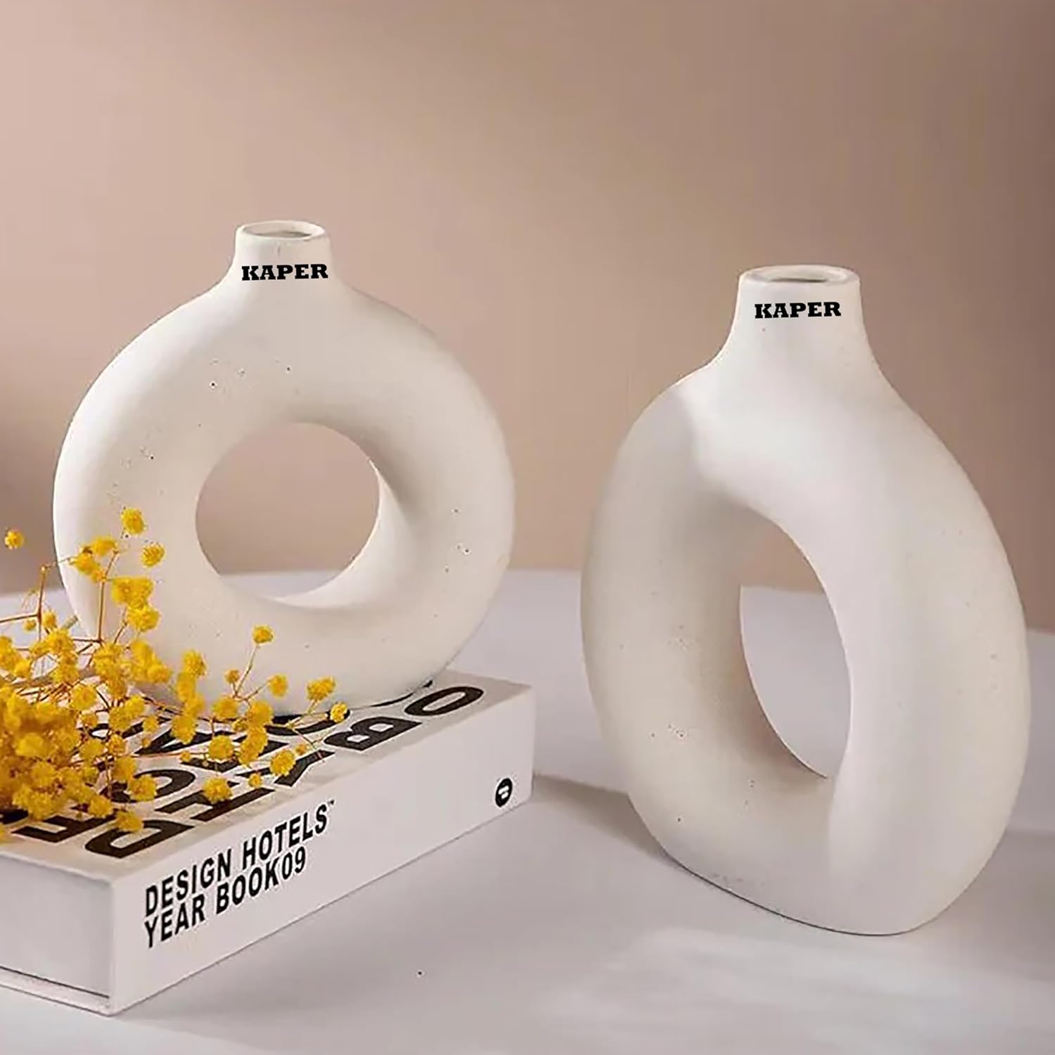 KAPER White Matte Ceramic Vase 6x8 Inches Ideal Centrepiece for Dining Tables Flower Vase Home Decor Gift and Pamper Grass Decorations Set of 3 Vase