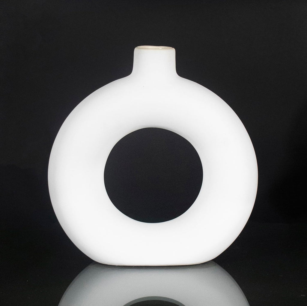 KAPER White Matte Ceramic Vase 6x8 Inches Ideal Centrepiece for Dining Tables Flower Vase Home Decor Gift and Pamper Grass Decorations Set of 3 Vase