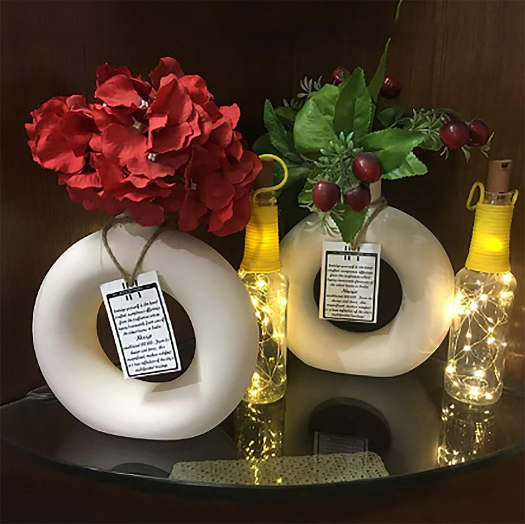 KAPER White Matte Ceramic Vase 6x8 Inches Ideal Centrepiece for Dining Tables Flower Vase Home Decor Gift and Pamper Grass Decorations Set of 3 Vase