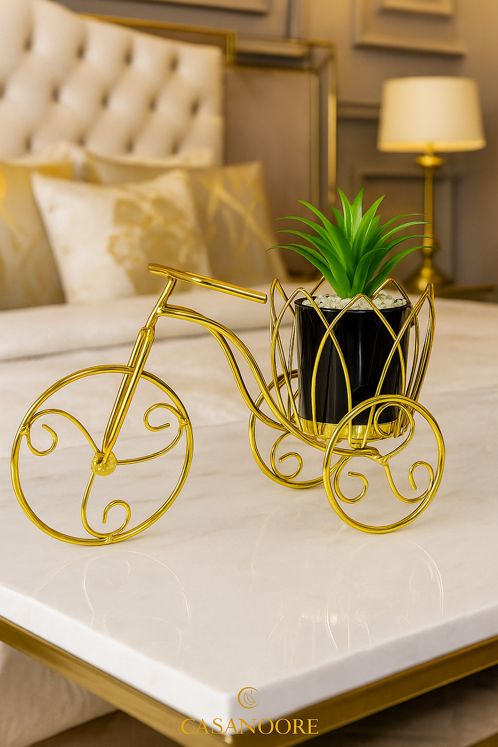 Golden Bicycle Planter Casa Noore Luxury Decor