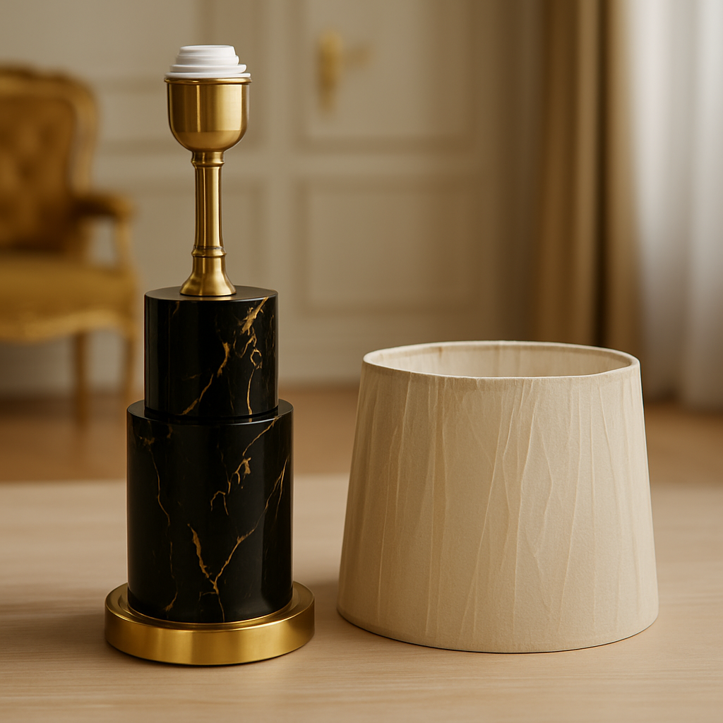 Elegant MarbleBase Table Lamp in a Cozy Living Room Setting