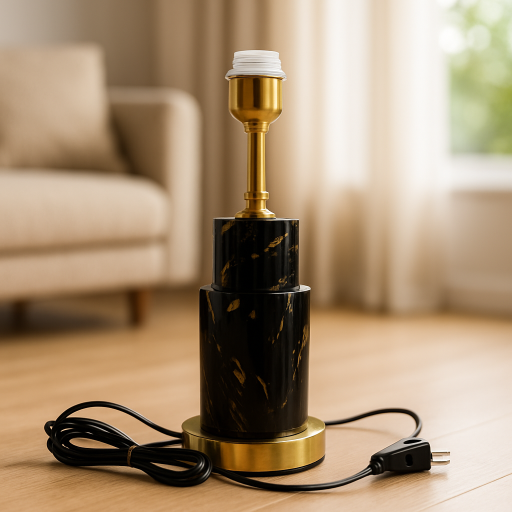 Elegant MarbleBase Table Lamp in a Cozy Living Room Setting