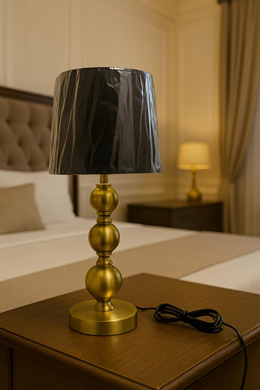 Matte Gold Luxe Table Lamp with Black Gloss Shade