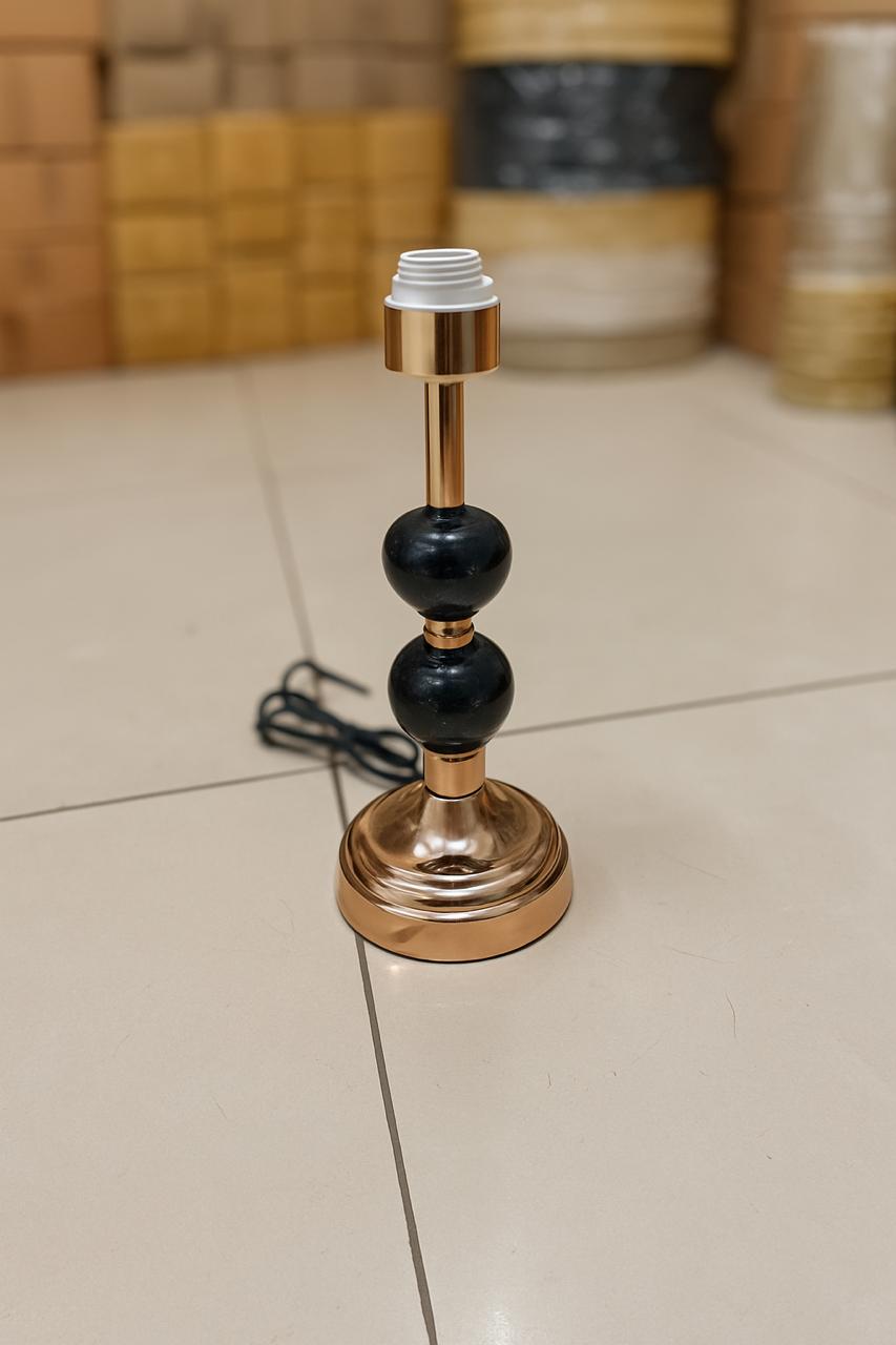 Elegant Modern Table Lamp Bronze Finish with Dual Black Orbs