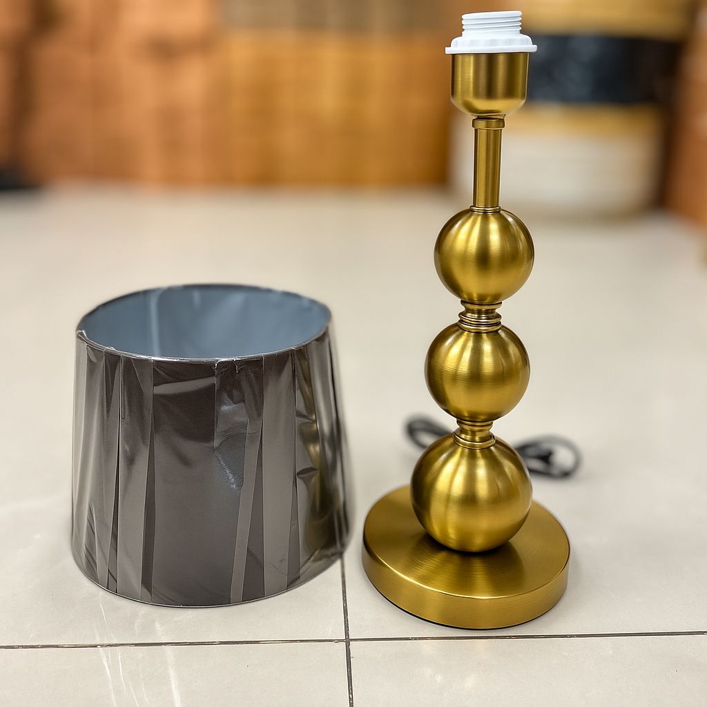 Matte Gold Luxe Table Lamp with Black Gloss Shade