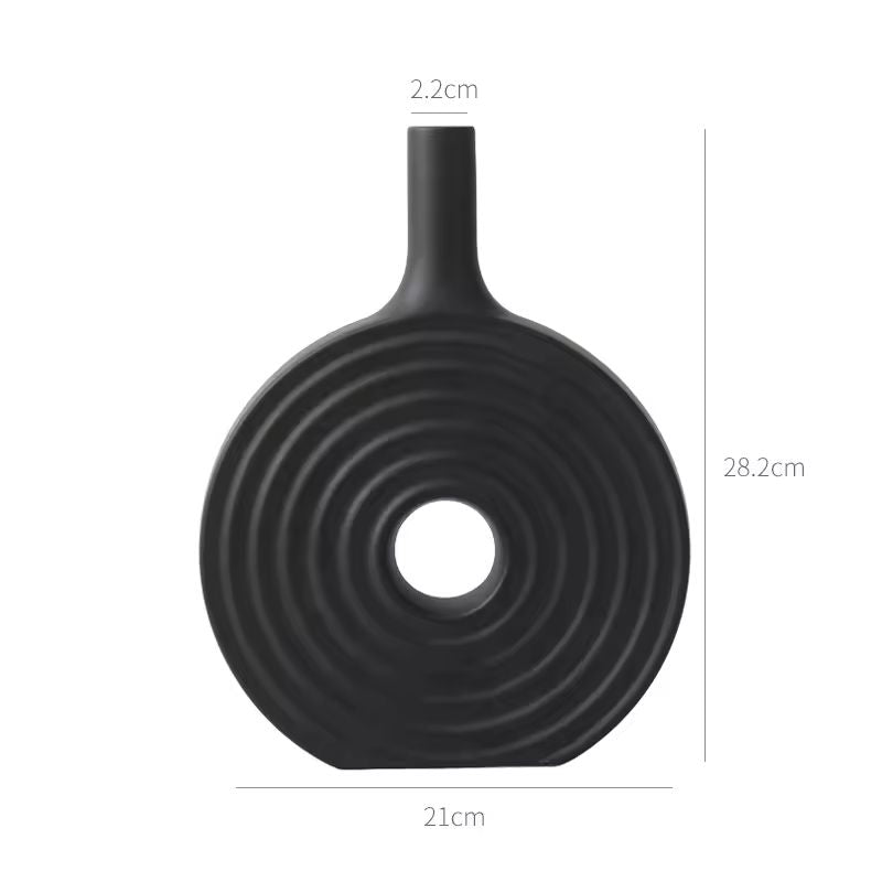 Ceramic Donut Vase Set Handcrafted Spiral Design