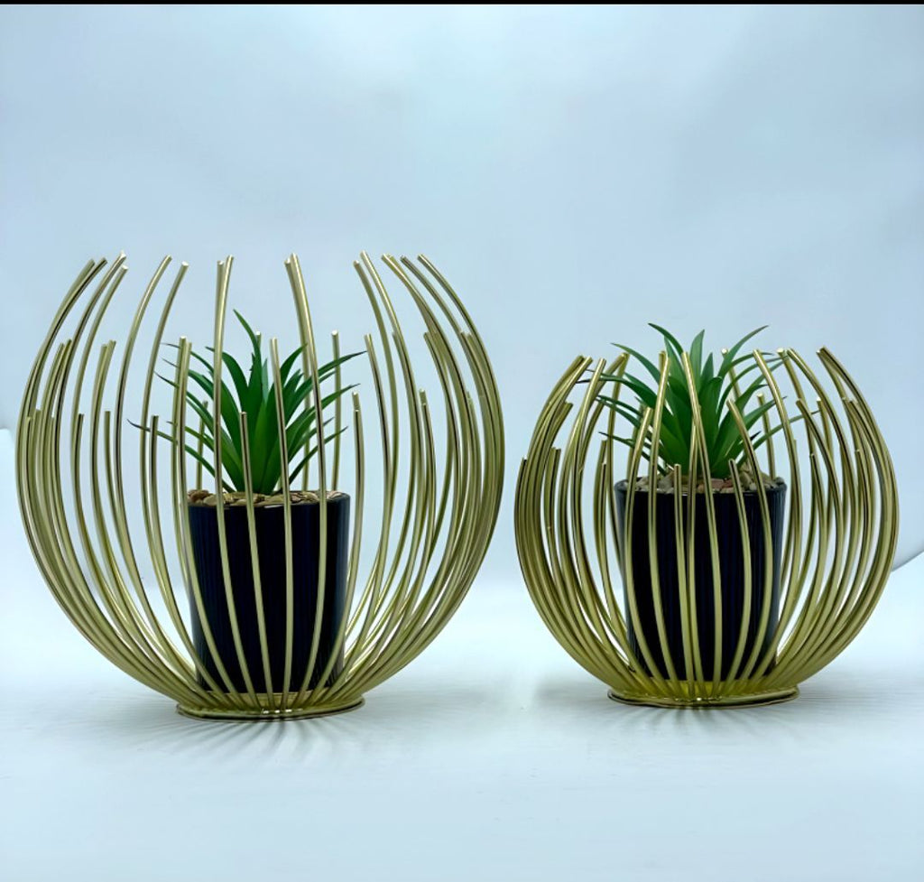 Metallic Golden Globe With Planter TA-116