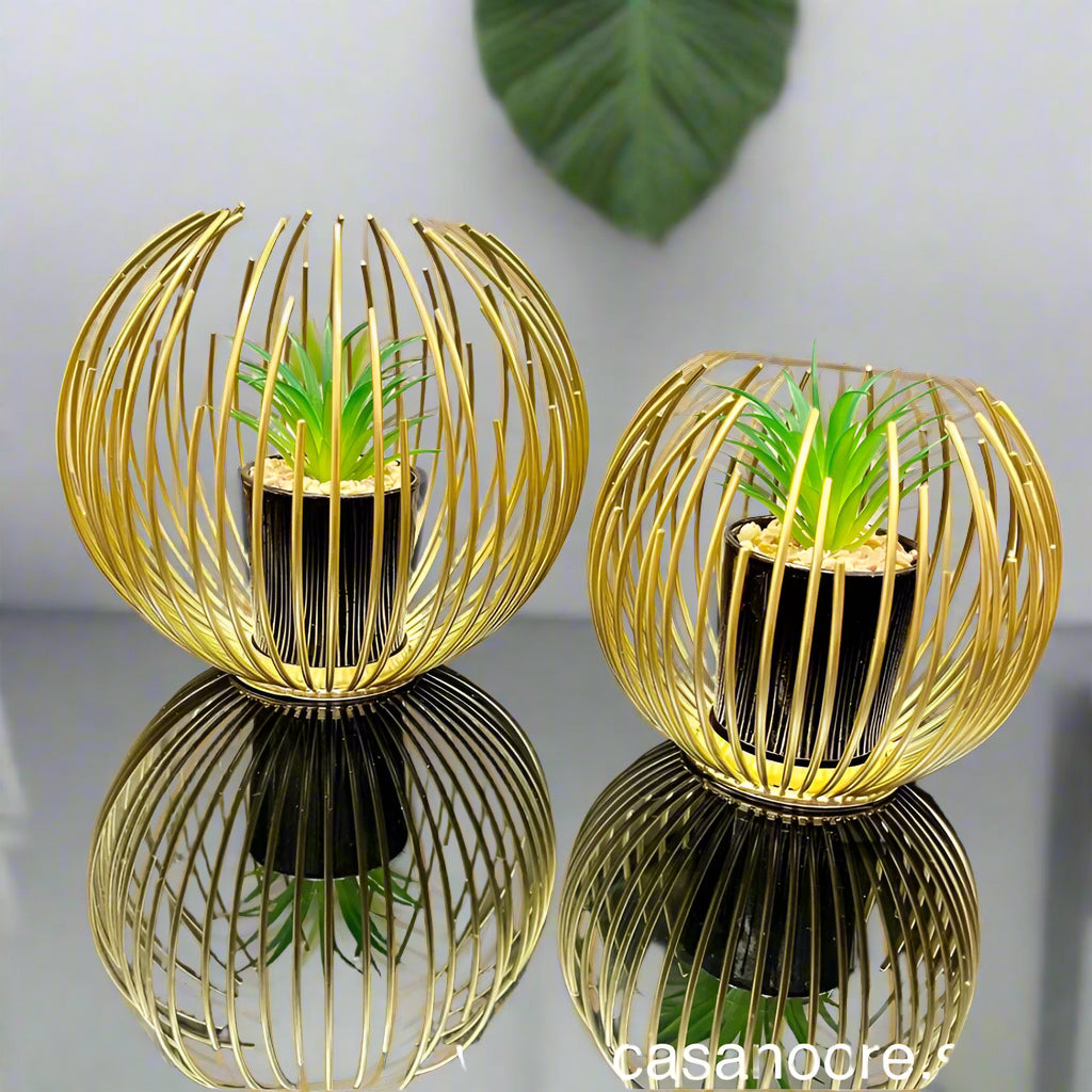 Metallic Golden Globe With Planter TA-116