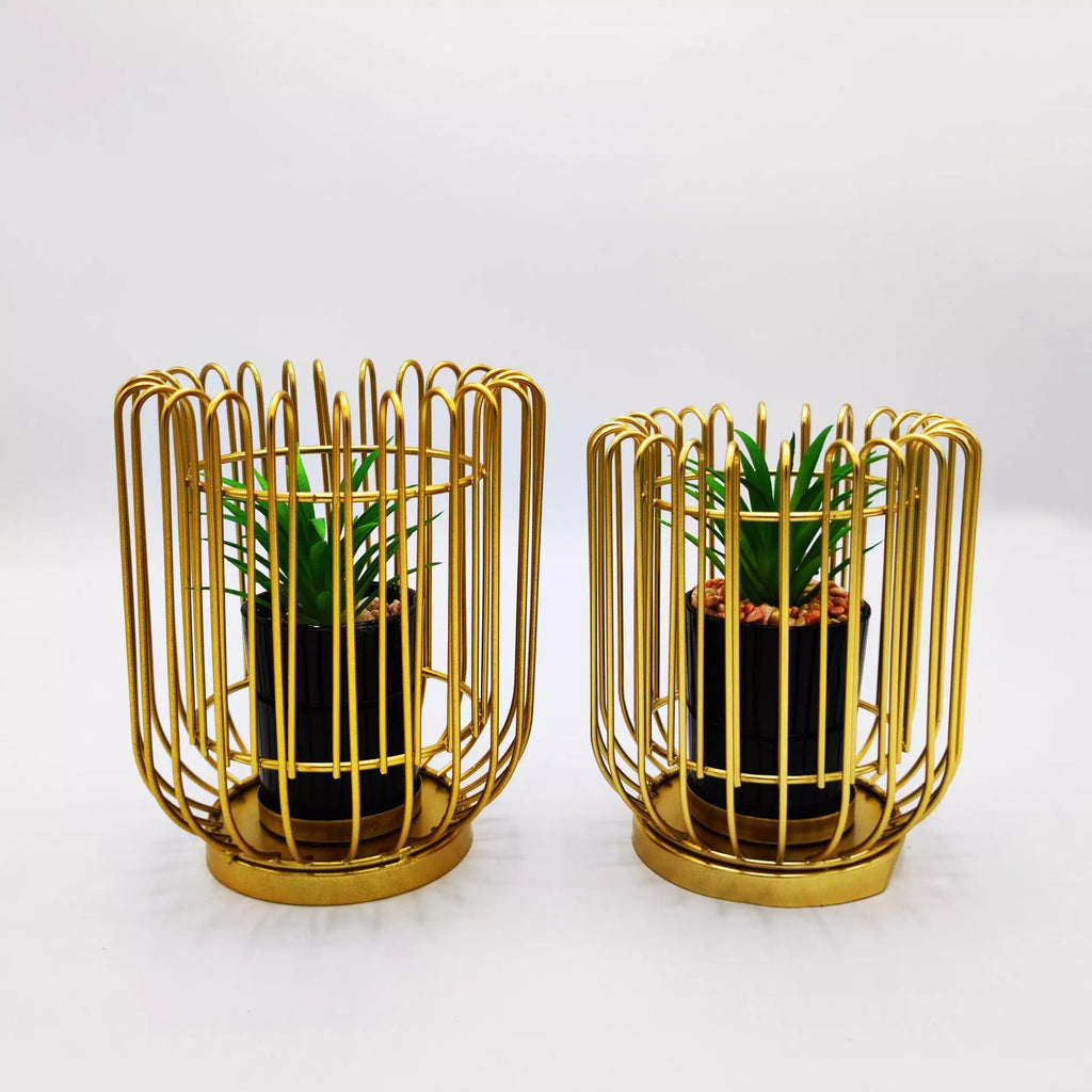Metallic Golden Stand With Planter TA-103