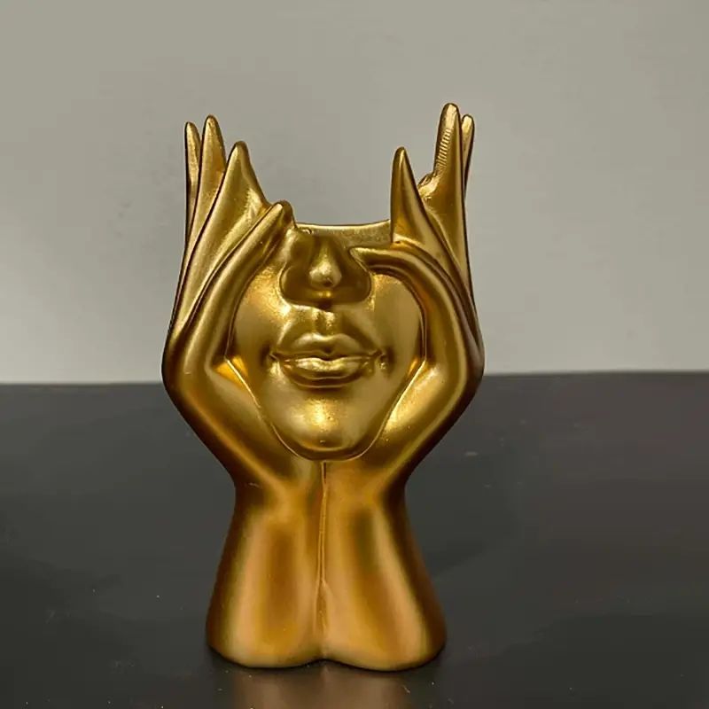 Small Modern Ceramic Gold Flower Vase Set for Centerpiece