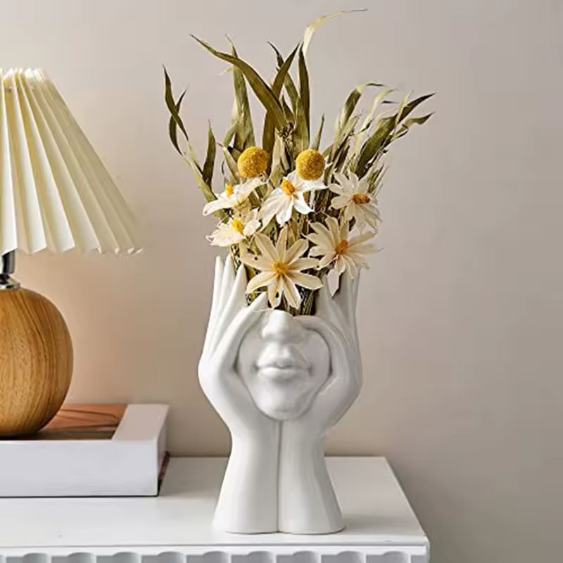 Small Modern Ceramic Gold Flower Vase Set for Centerpiece