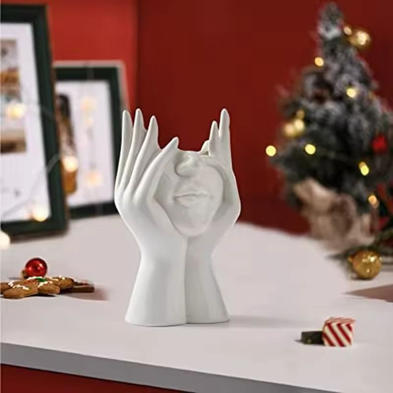 Small Modern Ceramic Gold Flower Vase Set for Centerpiece