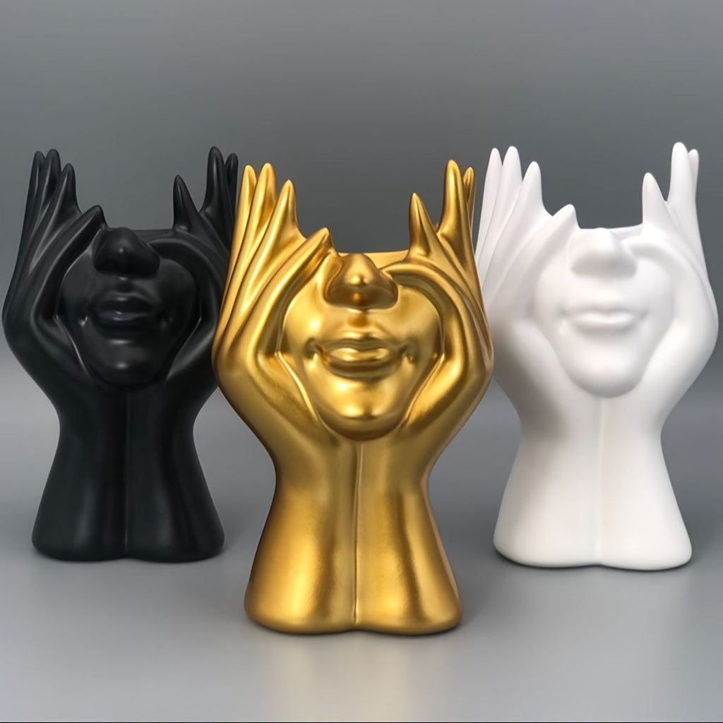 Small Modern Ceramic Gold Flower Vase Set for Centerpiece