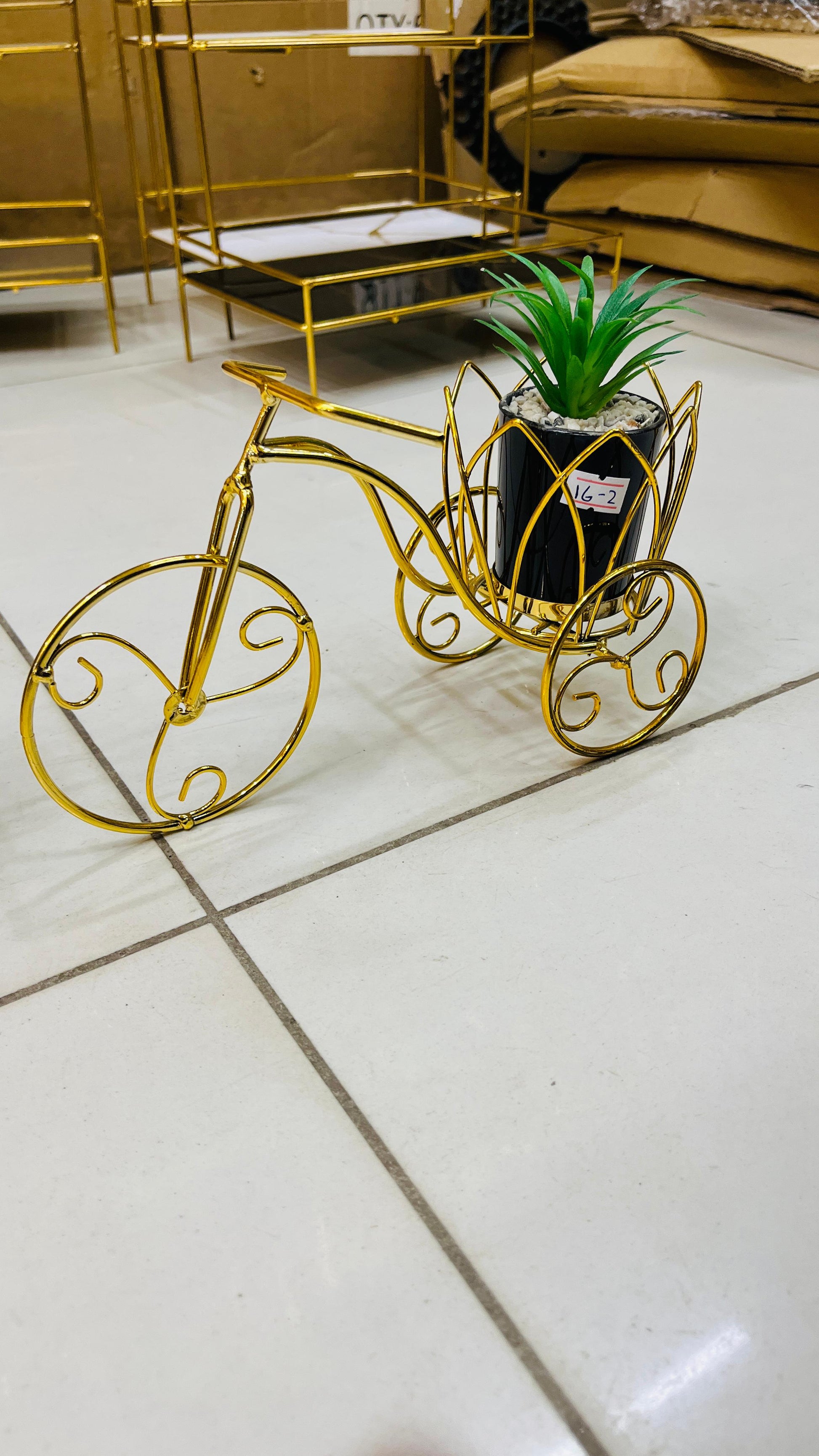 Golden Bicycle Planter Casa Noore Luxury Decor