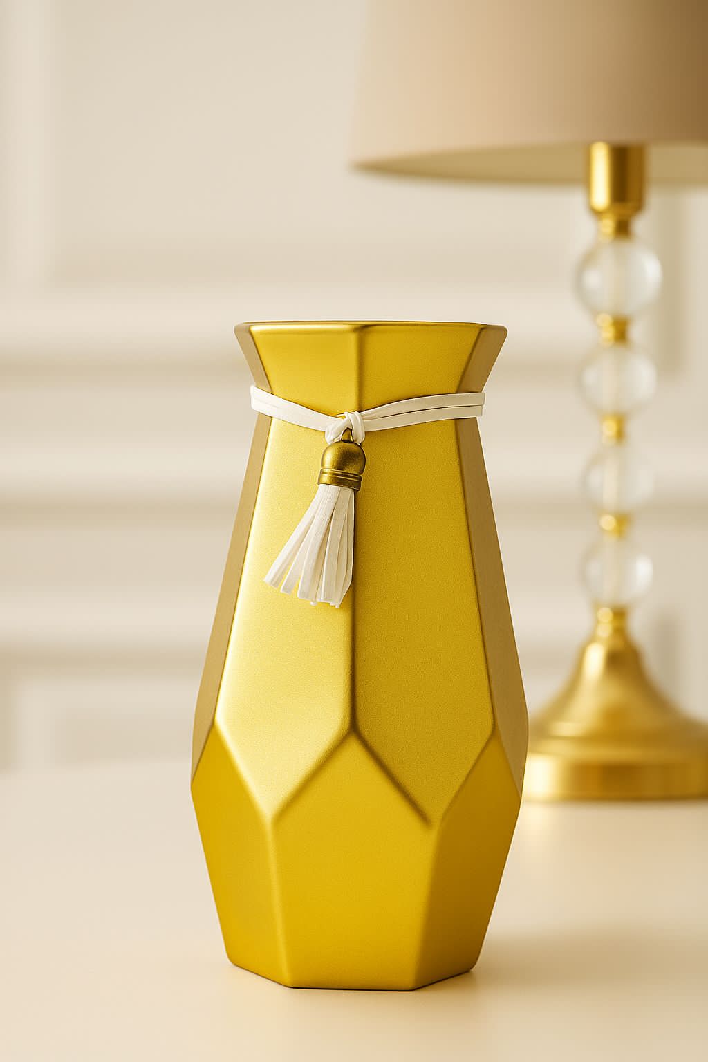 Geometric ceramic vase bohemian style striped pattern