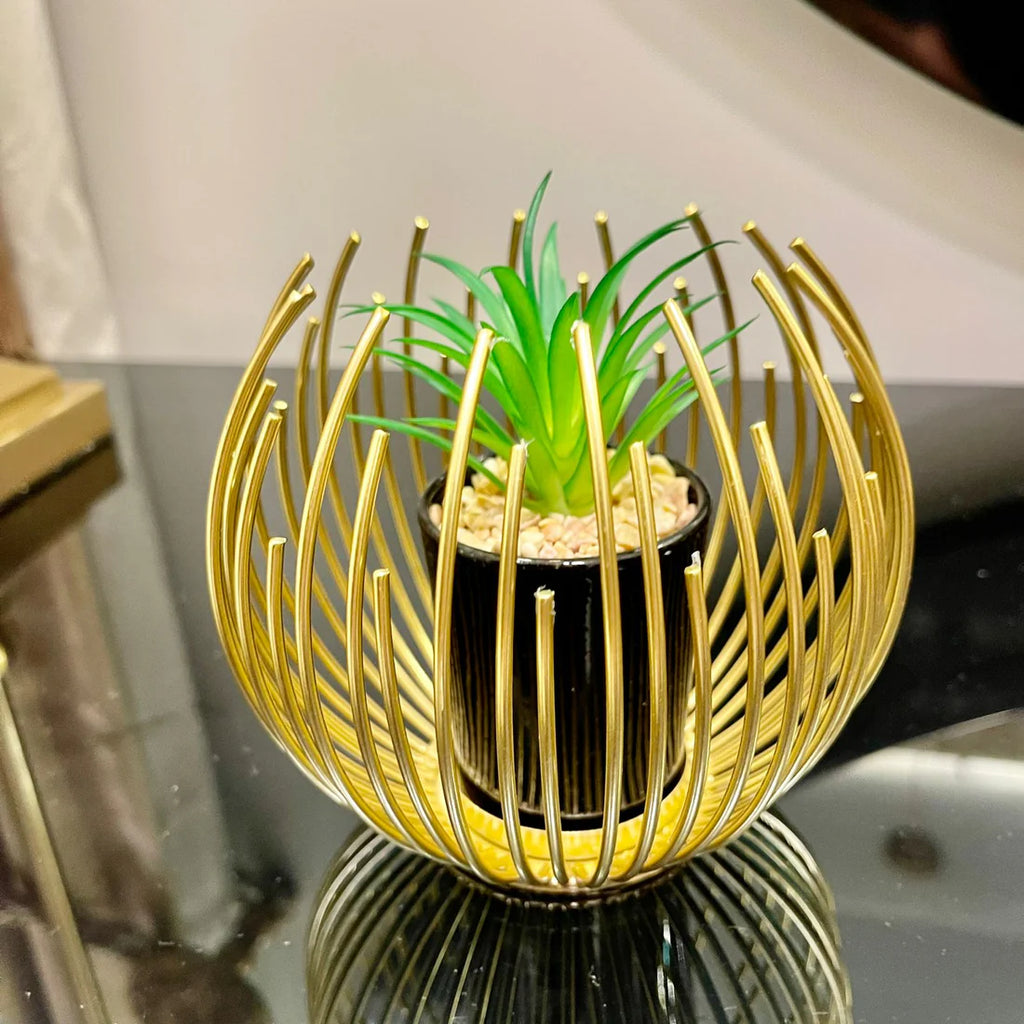 Metallic Golden Globe With Planter TA-116